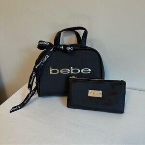 bebe Black Logo Cosmetic Bag with Matching Pouch